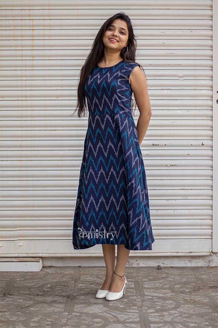 Ikhat Blue Zig Zag Dress