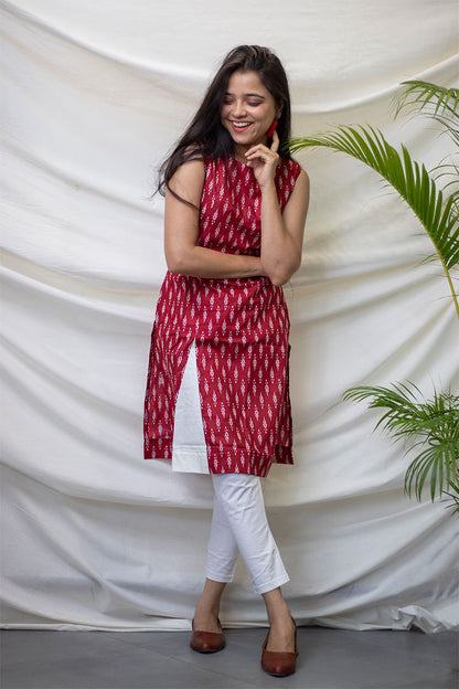 Maroon Printed Kurti