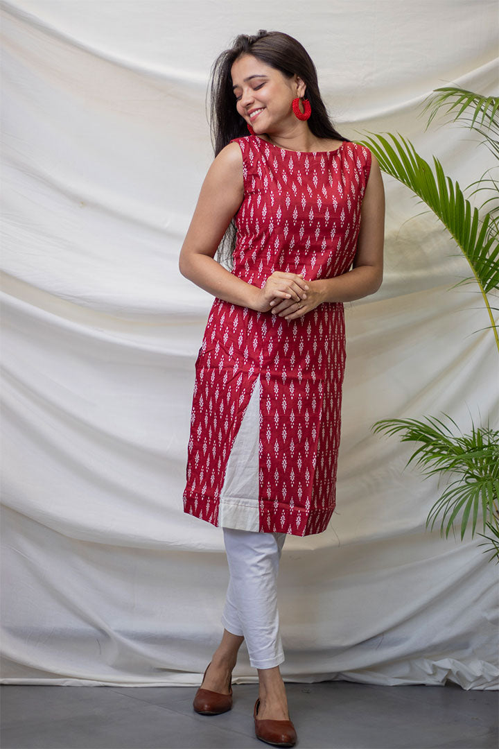 Maroon Printed Kurti