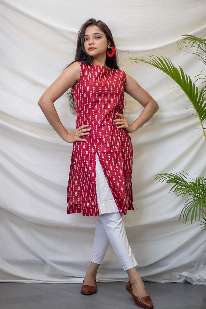 Maroon Printed Kurti