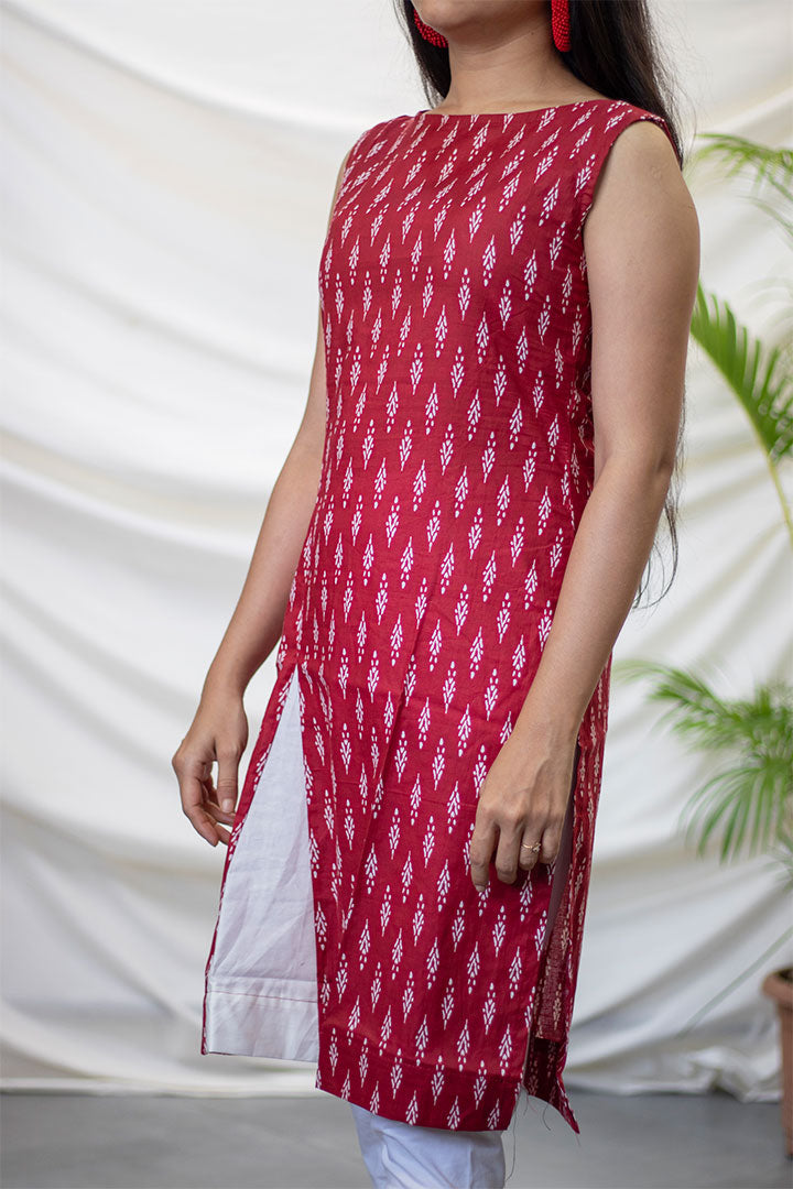 Maroon Printed Kurti