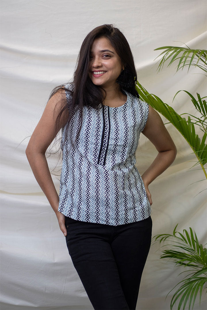 Zig Zag Placket Top