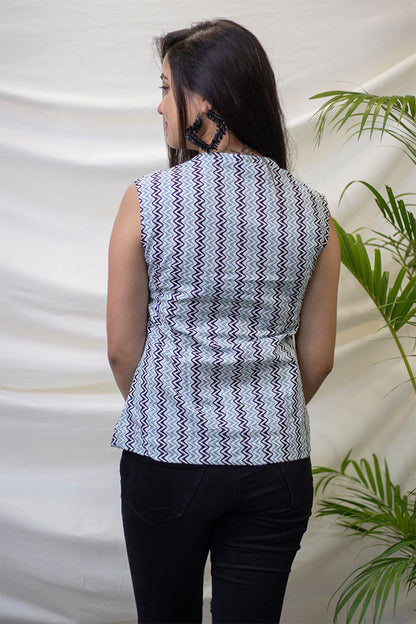 Zig Zag Placket Top