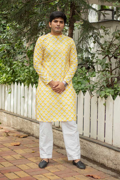 Yellow Mens Kurta