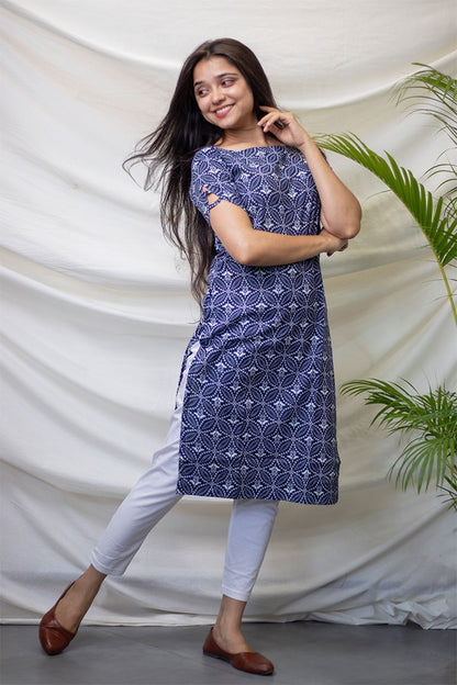 Blue Sleeve Cut Kurti