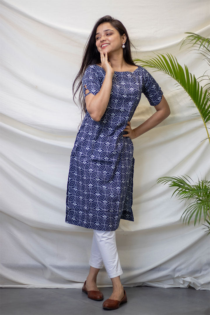 Blue Sleeve Cut Kurti