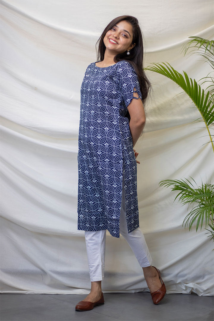 Blue Sleeve Cut Kurti