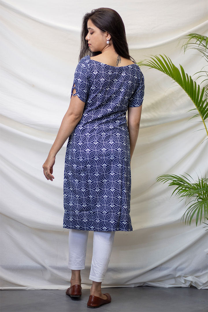 Blue Sleeve Cut Kurti