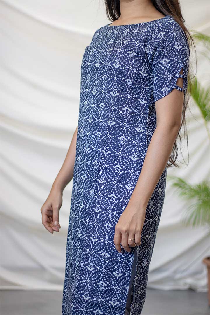 Blue Sleeve Cut Kurti