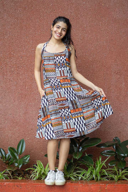 Mosaic Halter Neck Dress