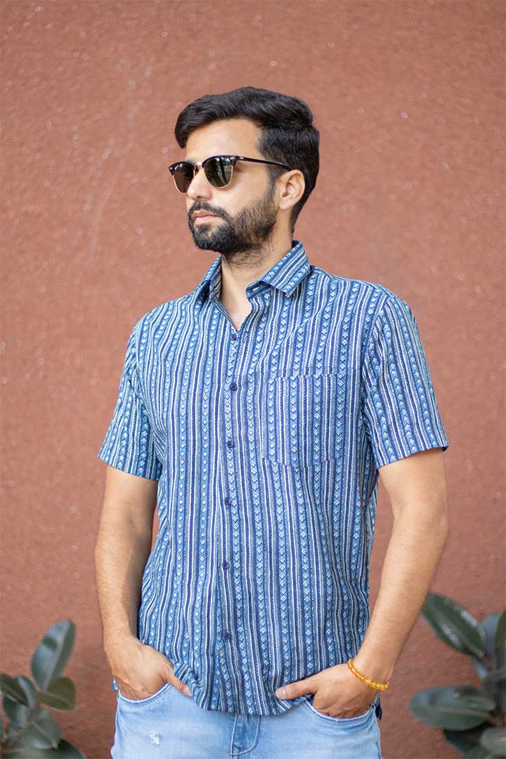 Indigo Star Mens Shirt