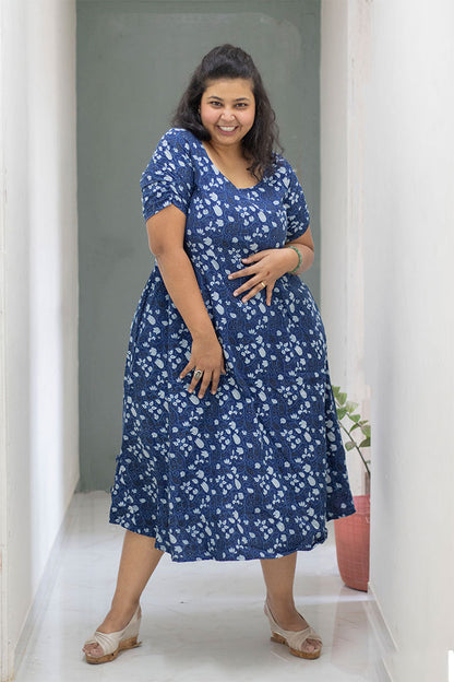 Plus Indigo Ela Sleeves Dress