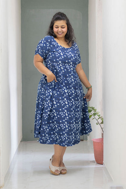 Plus Indigo Ela Sleeves Dress