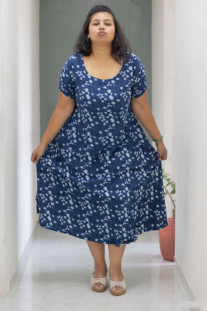 Plus Indigo Ela Sleeves Dress