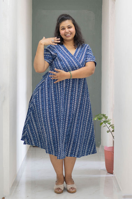 Plus Indigo Achkan Style Dress