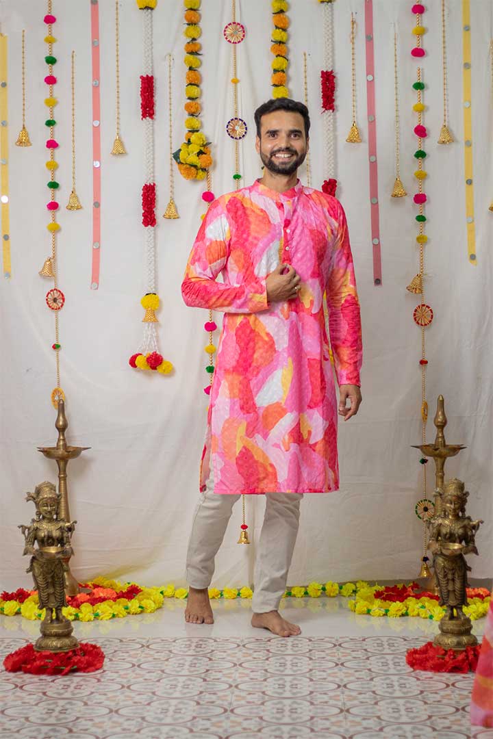 Pink Mens Kurta