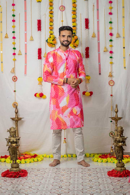 Pink Mens Kurta