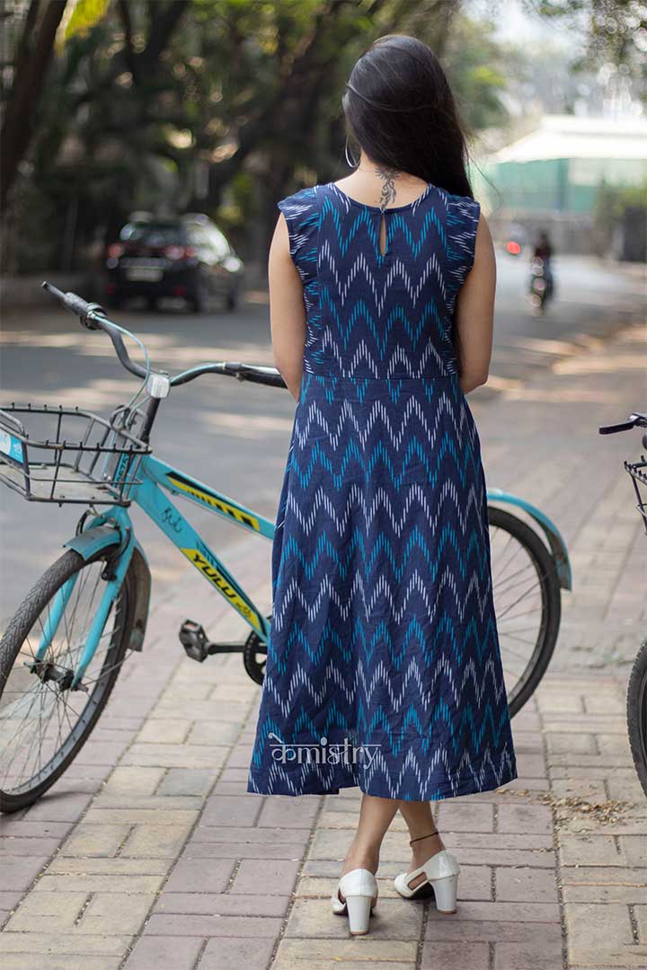 Ikhat Blue Zig Zag Dress