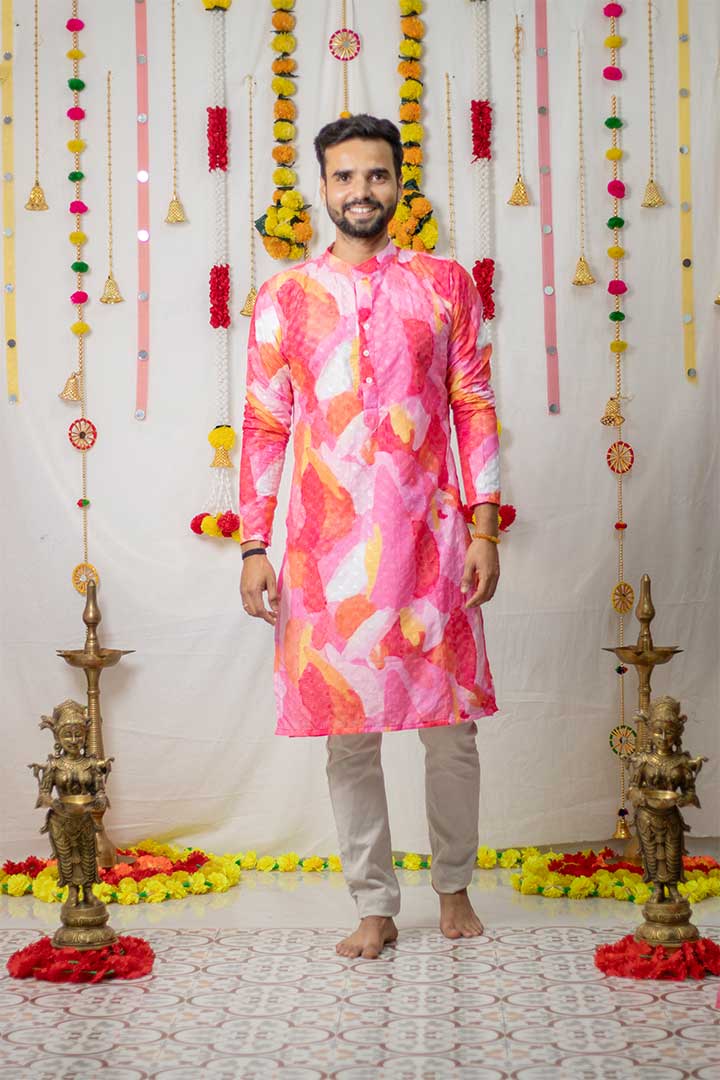 Pink Mens Kurta