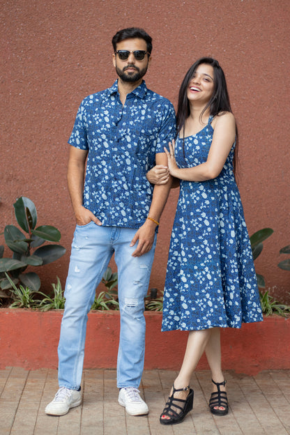 Indigo Floral Mens Shirt