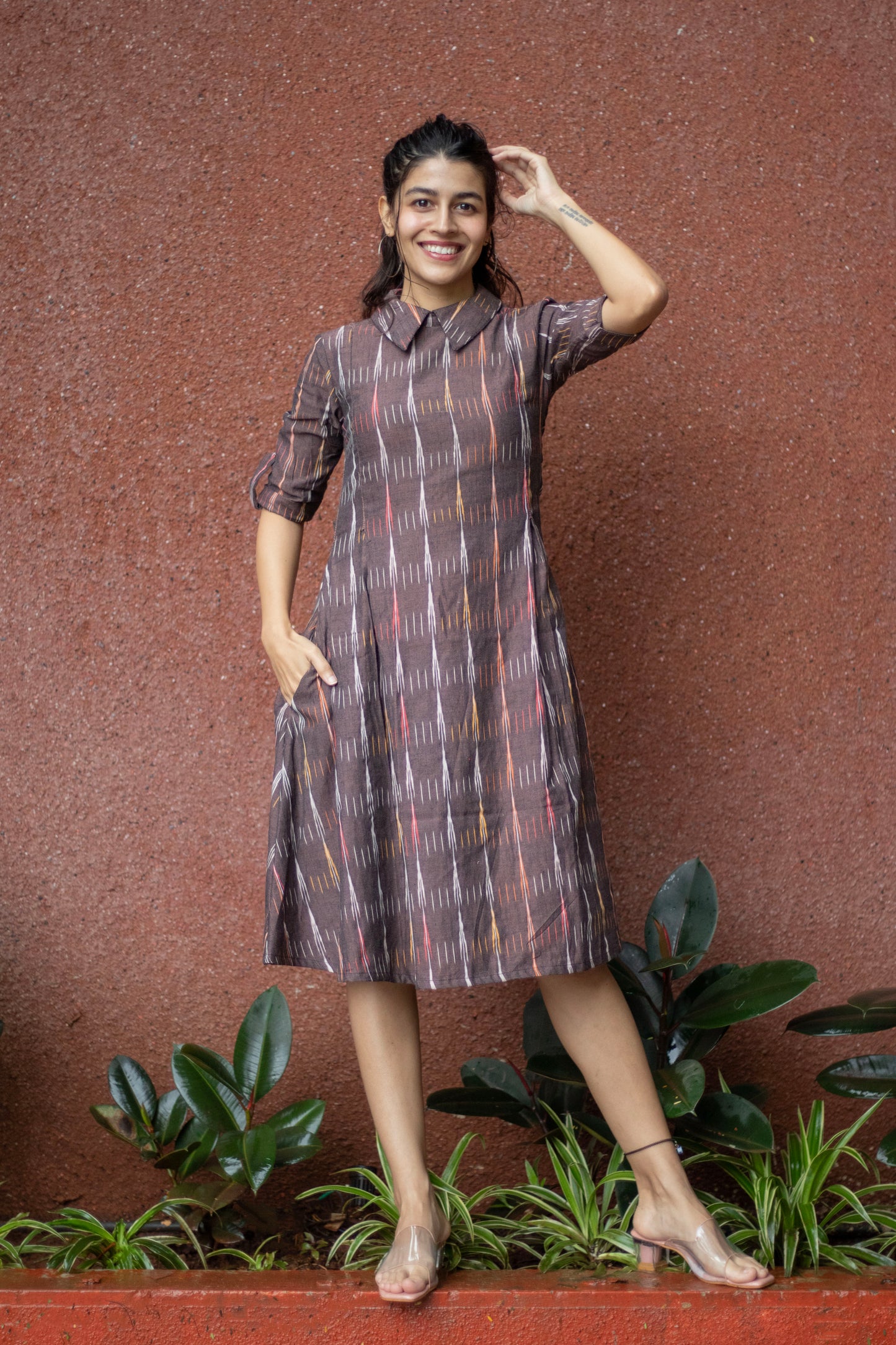 Ikhat Brown Chelsea Collar Dress